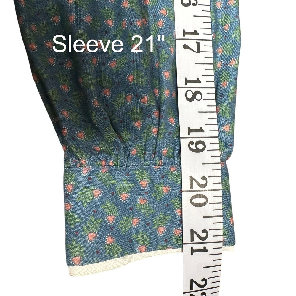 Vtg Prairie Country School Dress Blue‎ Floral High Neck Cottage Core Small - Picture 15 of 15